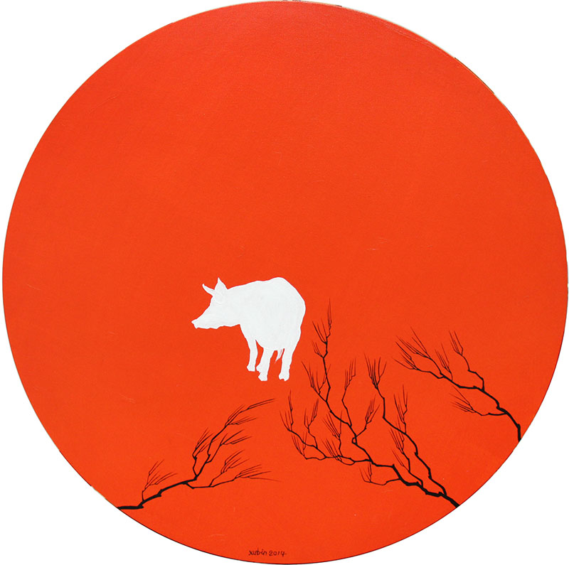 李旭彬《属性·猪》60x60cm布面油画2014