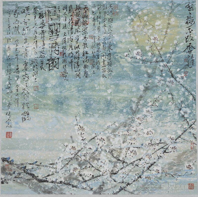 金大伟，《寒梅不改香》，68×68cm，设色纸本，2014