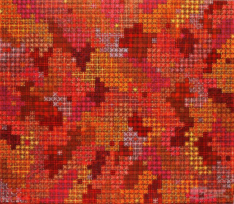 DING YI_Appearance of Crosses 2003-9_Acrylic on tartan_140 × 160 cm_hi res