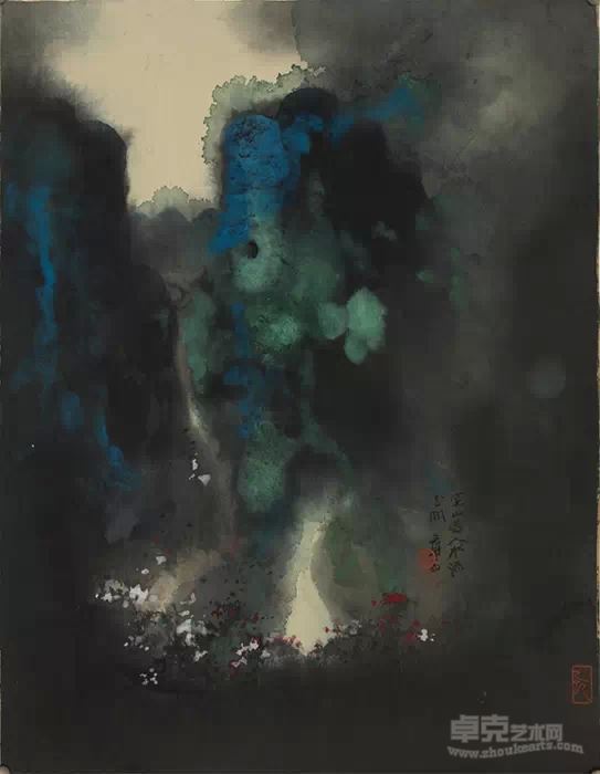 张大千(1899-1983)山岚 纸本镜心1965年作 53×40.5cm