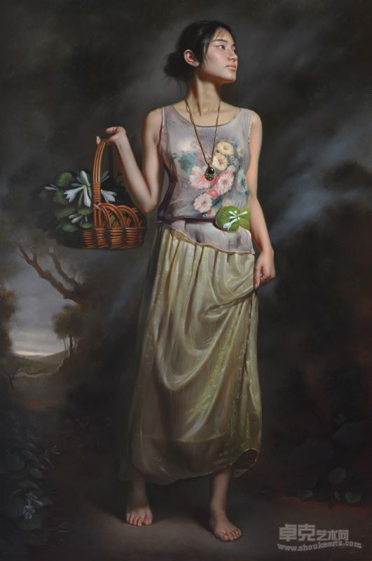 苏新作品《新十二花神.玉籫花》120x80cm 2015年