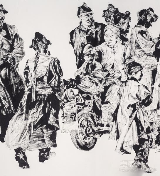 《驶入鄂温克的新生活-局部》 192×530cm 2012