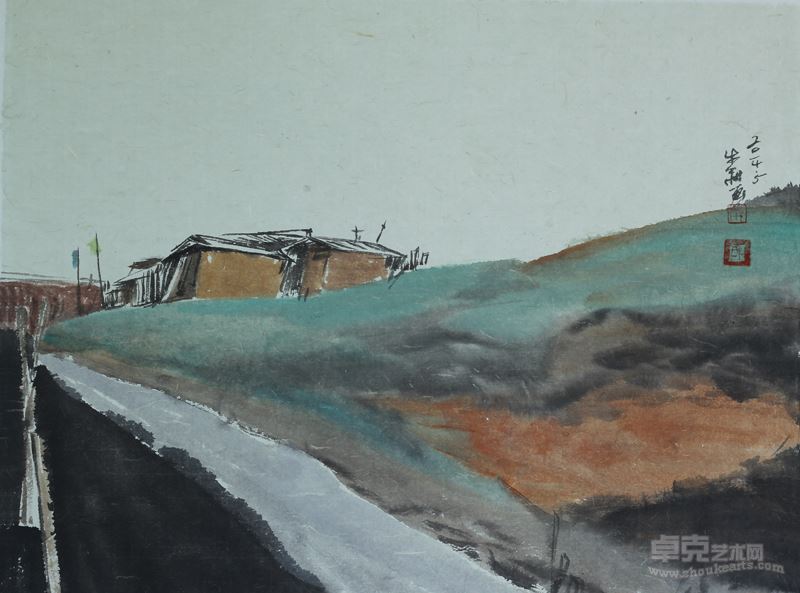 牛耕     纸本水墨    65x41cm  《甘南风情之行路》