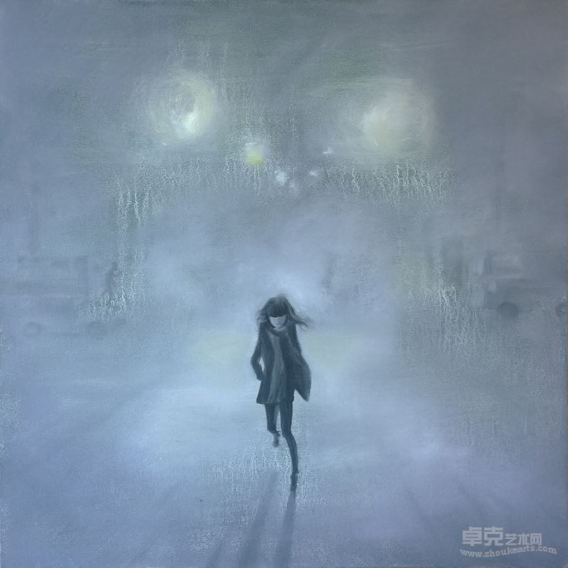 《夜归》  吉男  布面油画  60×60cm（展出）