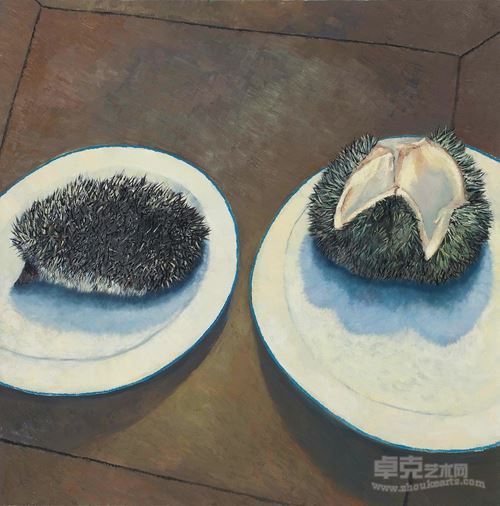 贺勋 板栗和刺猬 布面油画 80cm×80cm 2012