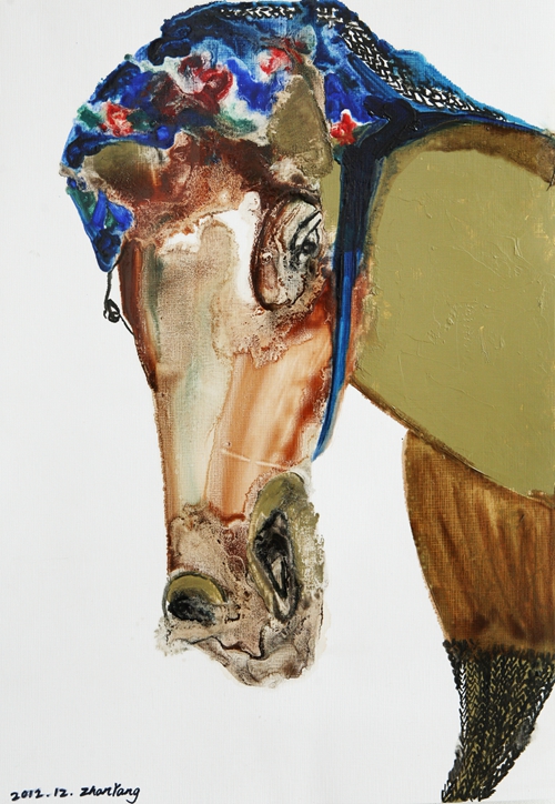 詹洋 马肖像NO.14 纸本油画 53×40cm 2012