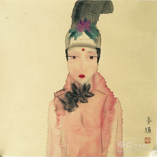 秦秀娟 北方佳人之二 纸本水墨 33×33cm 2015