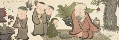 贾宽 观棋不语 纸本水墨 205×69.5cm 2015