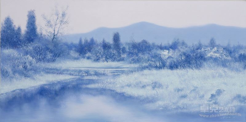 何金安，江南谧境NO.4，布面油画，60cm×120cm，2014年