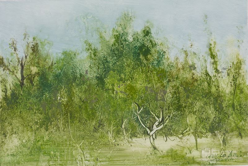 何金安，云山系列NO.27，板面油画，30cm×46.5cm