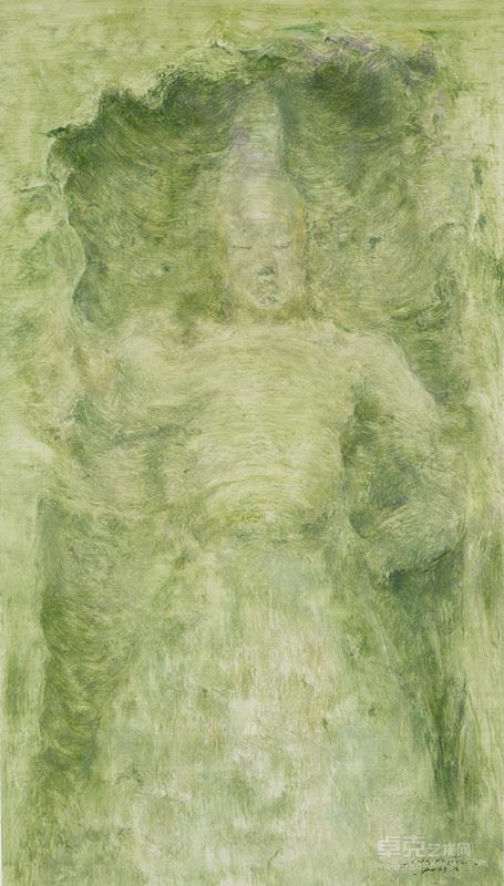 何金安，云山系列NO.22，板面油画，83.5cm×47cm，2015年
