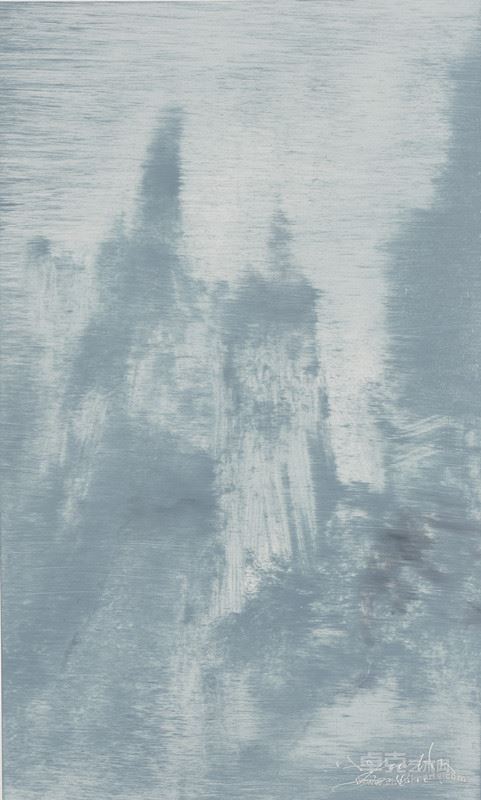 何金安，云山系列NO.21，板面油画，38.5cm×23cm，2014年