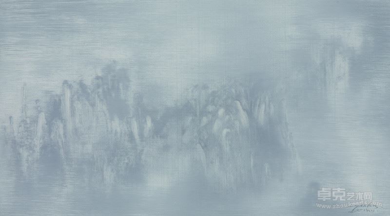 何金安，云山系列NO.1，板面油画，46cm×84cm，2014年