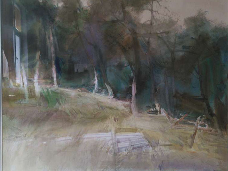 黑松林（之一）  纸上水彩  耿旺  50X65CM