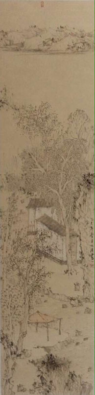 国画山水四条屏（之一）中国画  邓明清  33X136CM