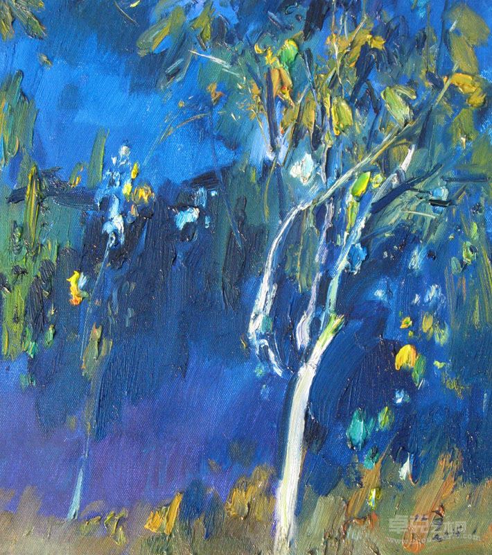 树与夜  布面油画  吴慎峰  50X45CM