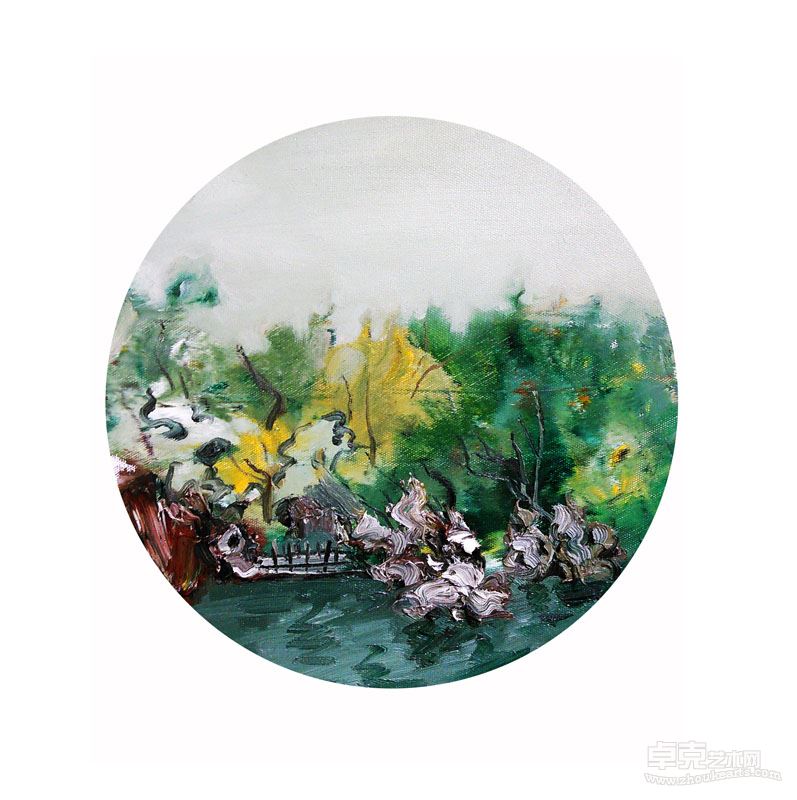 园林写生 直径30cm布面油画 刘欣 2014