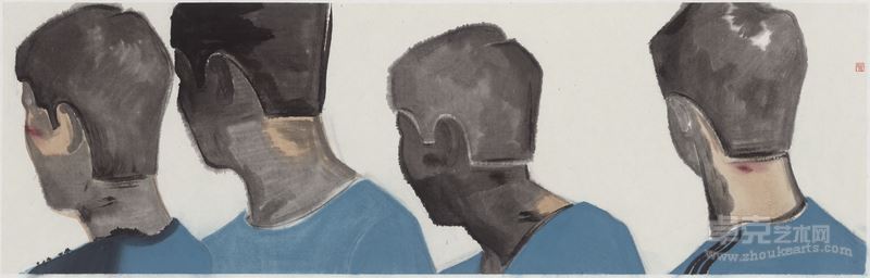 姚浩《涩》-2，纸本水墨，105x35cm,2015