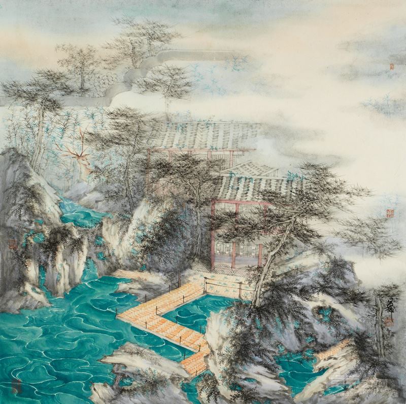 吴昌蒲 《尘中山海心—翯园》之二 70X70CM 纸本水墨 2015