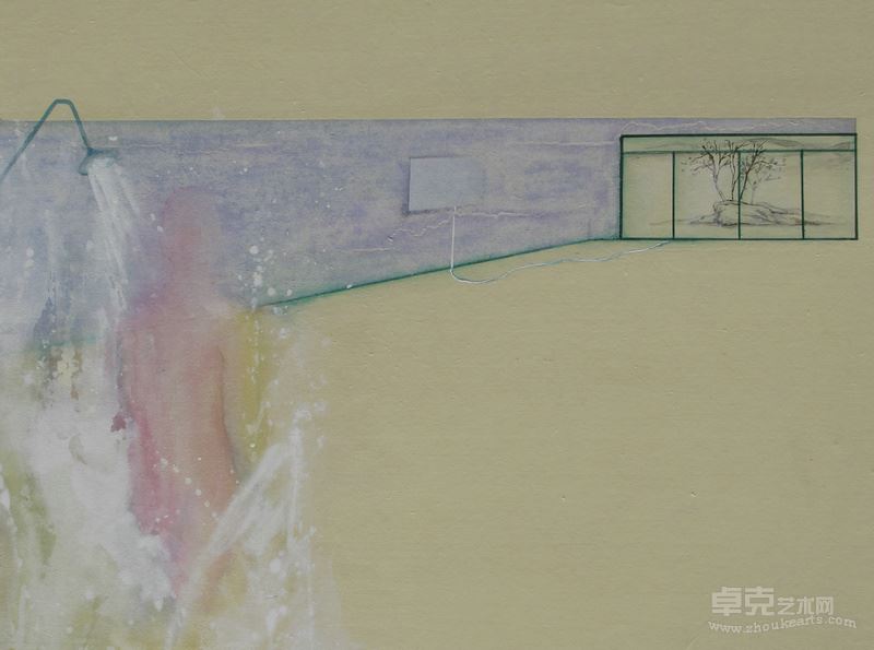 黄俊伟《阒无人声no.3》纸本设色 40x32cm 2015年