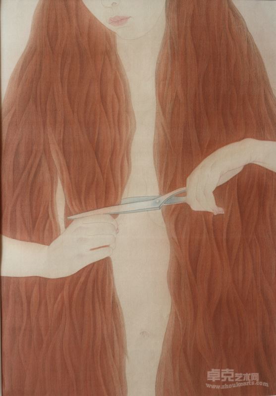 敖登高娃《一卷我与光阴的故事》之六35cm×50cm 绢本 2014