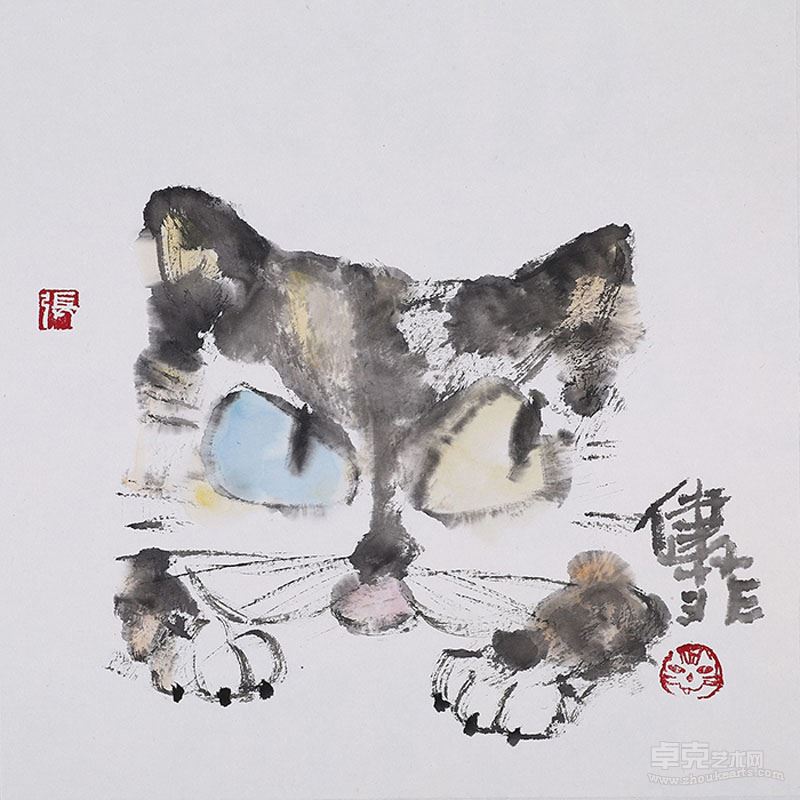 张健菲 猫24 29cmx29cm 纸本设色 2014
