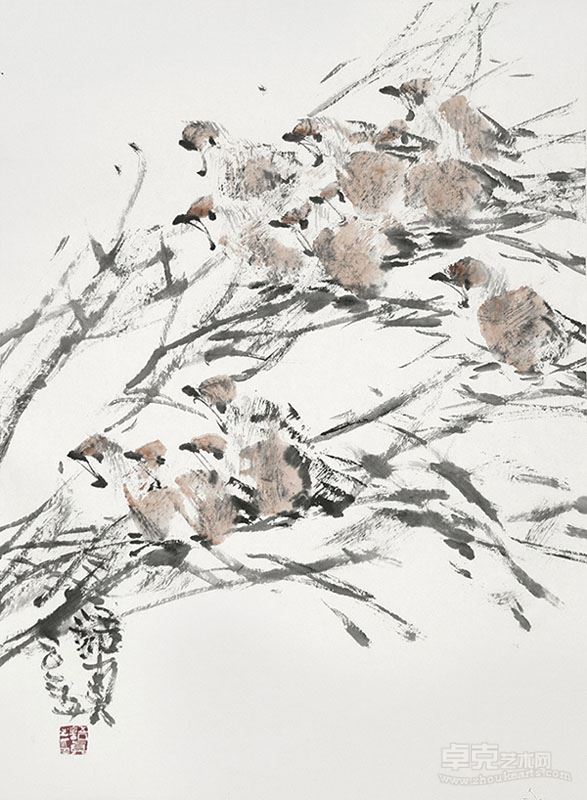 符语真 风里唱Ⅲ 纸本彩墨 50cmx70cm 2015