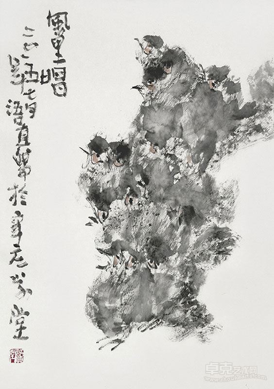 符语真 风里唱 纸本彩墨 50cmx70cm 2015