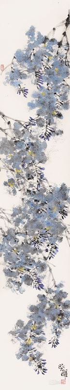 阮晓晖 蓝紫色的记忆 180cmx32.3cm(8-6) 纸本彩墨 2014