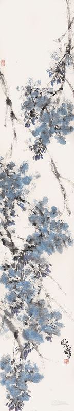阮晓晖 蓝紫色的记忆 180cmx32.3cm(8-5) 纸本彩墨 2014