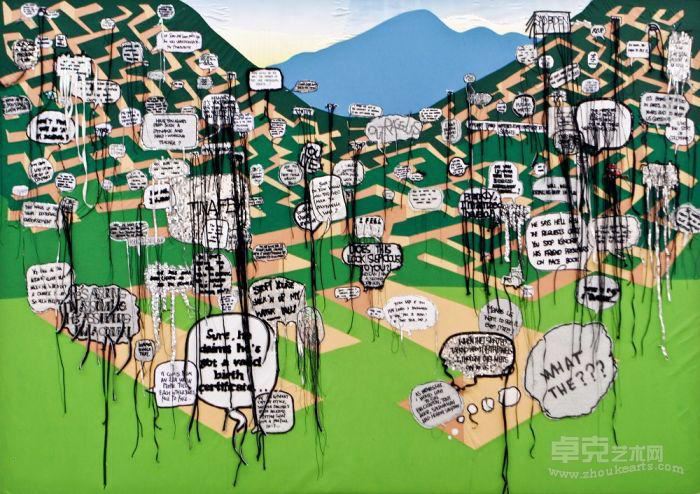 徐震，《蔓延 B-027》，2010年，布艺拼贴，布，辅料，210厘米x 296厘米，没顶公司出品