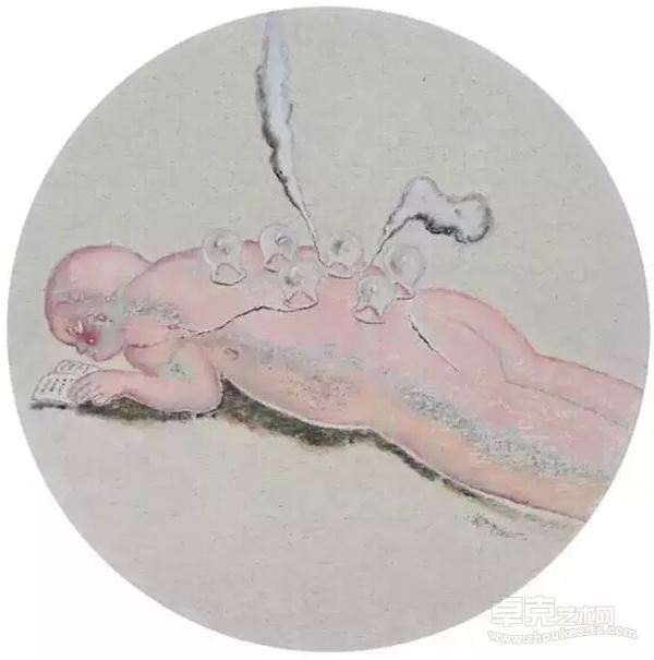 黄勇 《风湿》  纸本色粉  52×52cm 2014