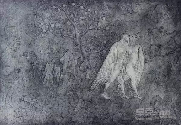 石磊《乐园》 纸上版印  30x43cm 2015