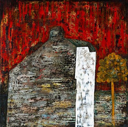 吴雪莲《落日下的水乡》80×80cm