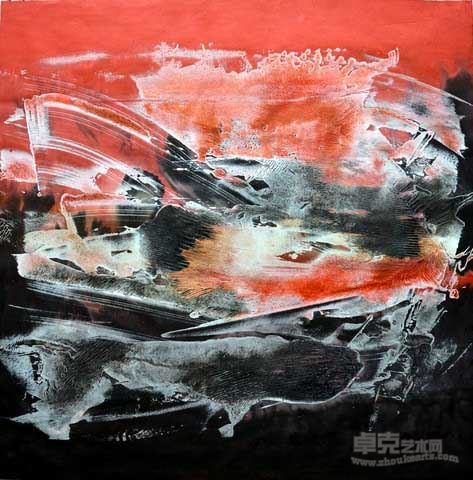 火之恋系列之二   纸本水墨  综合材料   68×68cm