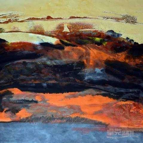 火之恋系列之四   纸本水墨  综合材料   68×68cm