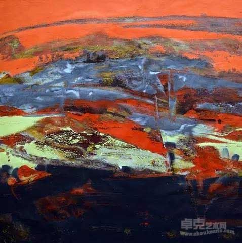 火之恋系列之三   纸本水墨  综合材料   68×68cm
