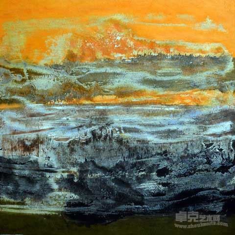 火之恋系列之六   纸本水墨  综合材料   68×68cm