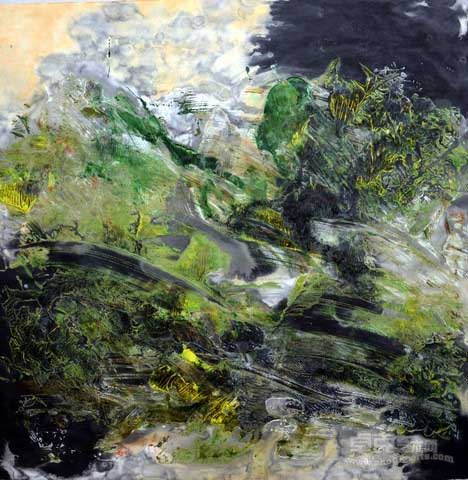春天的情怀 系列之二    纸本水墨  综合材料   68×68cm
