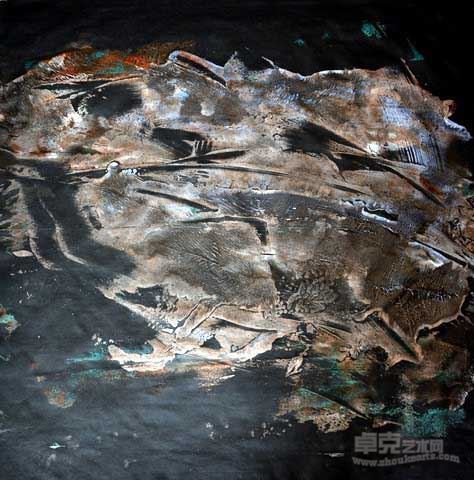 面对自己    纸本水墨  综合材料   68×68cm
