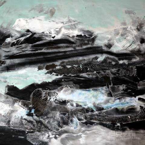 朱鲲   冬的气象    纸本水墨  综合材料   68×68cm