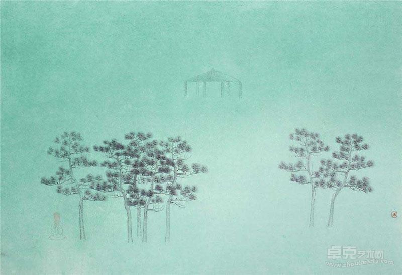 朱建忠  《山外008》  46.5x68.5cm 纸本水墨  2015