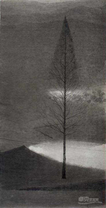 沈勤  《一棵树》 139x69cm 纸本水墨  2015