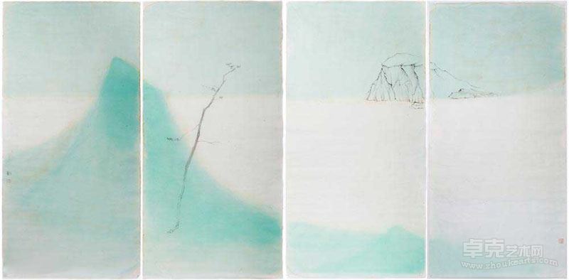 沈勤  《仿倪云林画意》 139x68x4cm 纸本水墨  Paper 2015