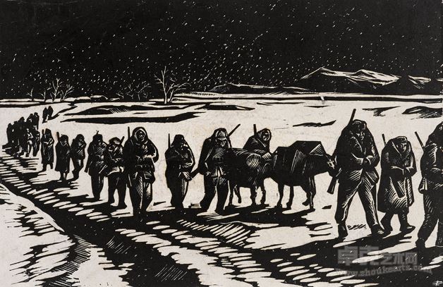 丰中铁 冰天雪地中的东北义勇军 15.5×23.8cm 1937