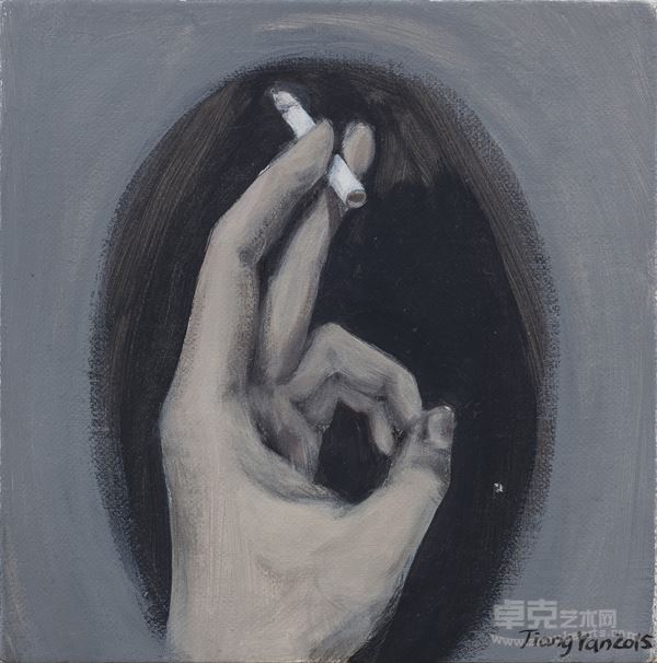 吃烟2_Smoking-2_20.5x20.5cm_布面丙烯_acrylic on canvas_2015