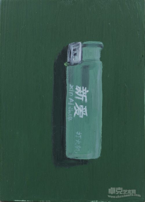 蓝色火机_Blue lighter_11x15x2cm_木板油画_oil on wood_2015