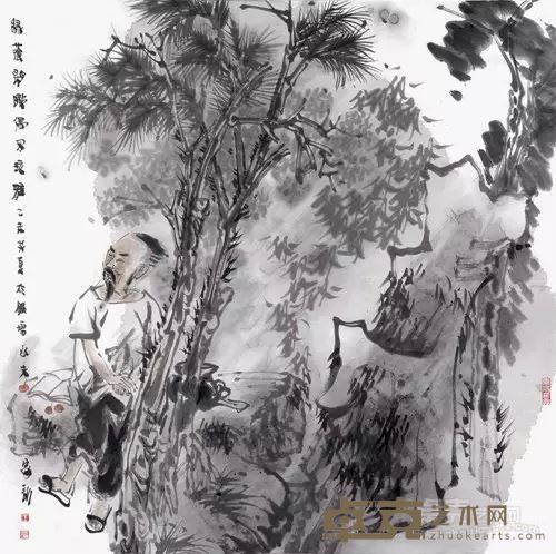 绿荫闲睱　偶尔玩雅　　69cm×69cm 纸本　2015年