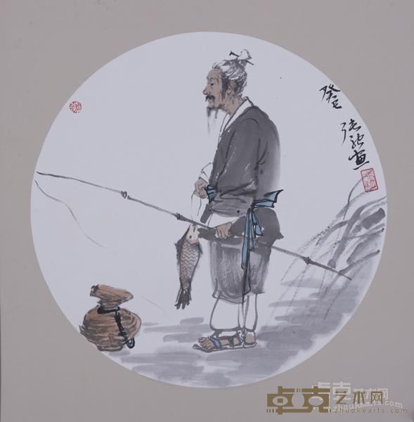 《渔父图》 张驰 48×48cm