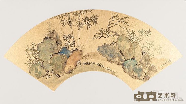 杨永俭、秀石幽篁、36×76cm、约1平尺、纸本设色、2013年